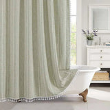 LINENCOVE Bohemian Waterproof Linen Shower Curtain with Tassels - Stylish & Durable Bathroom Decor