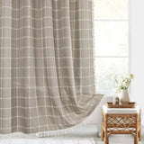 LINENCOVE Bohemian Waterproof Linen Shower Curtain with Tassels - Stylish & Durable Bathroom Decor
