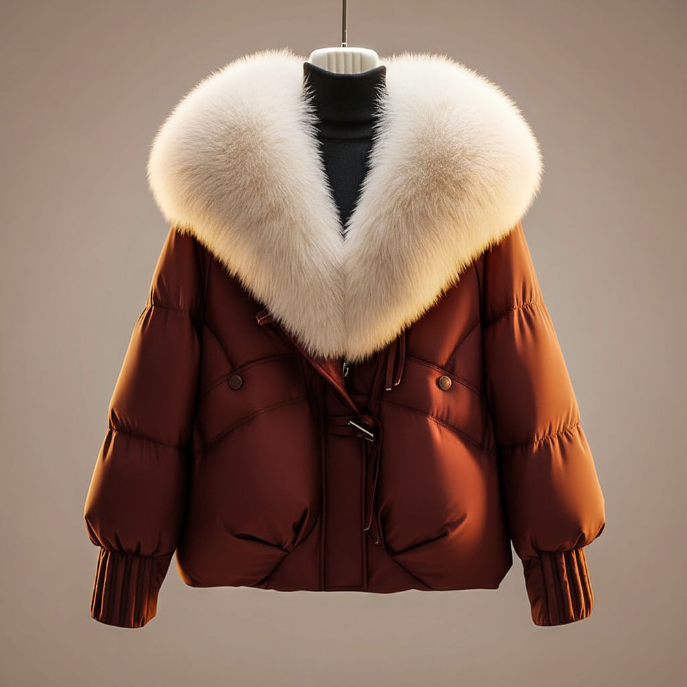 Women's wrap puffer jacket, view 1