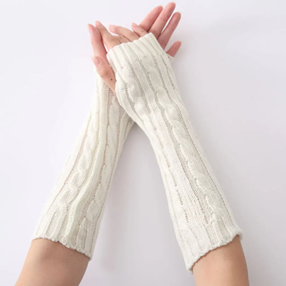 FlexiWarm Long Fingerless Knitted Gloves for Ultimate Comfort & Warmth