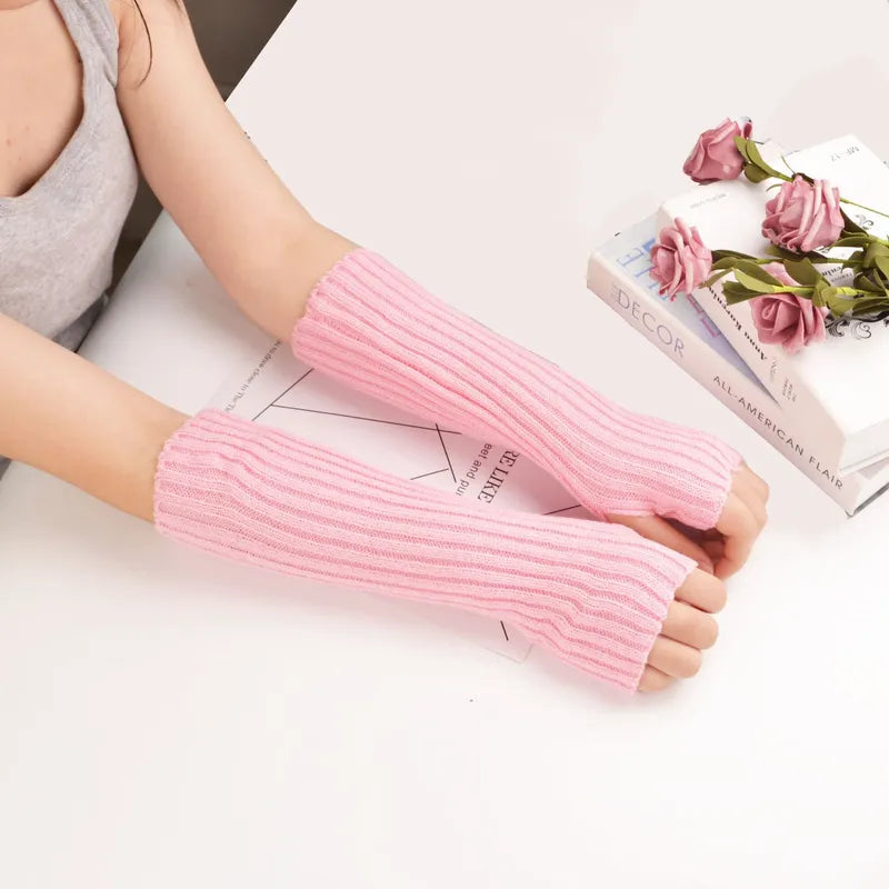 FlexiWarm Long Fingerless Knitted Gloves for Ultimate Comfort & Warmth