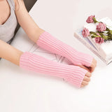 FlexiWarm Long Fingerless Knitted Gloves for Ultimate Comfort & Warmth