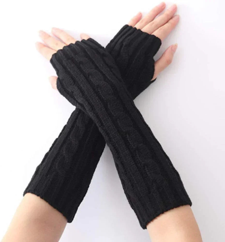 FlexiWarm Long Fingerless Knitted Gloves for Ultimate Comfort & Warmth