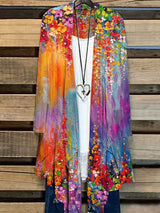 Long Ladies Cardigan with Floral Print – Liva