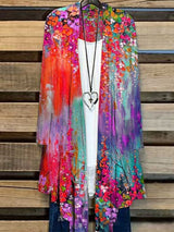 Long Ladies Cardigan with Floral Print – Liva