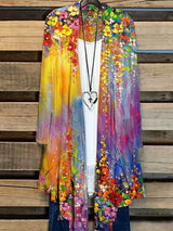 Long Ladies Cardigan with Floral Print – Liva