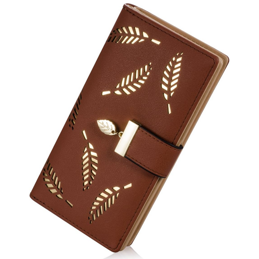 Leanne Long Leaf Leather Wallet - Stylish & Durable Women's Wallet with Multiple Card Slots