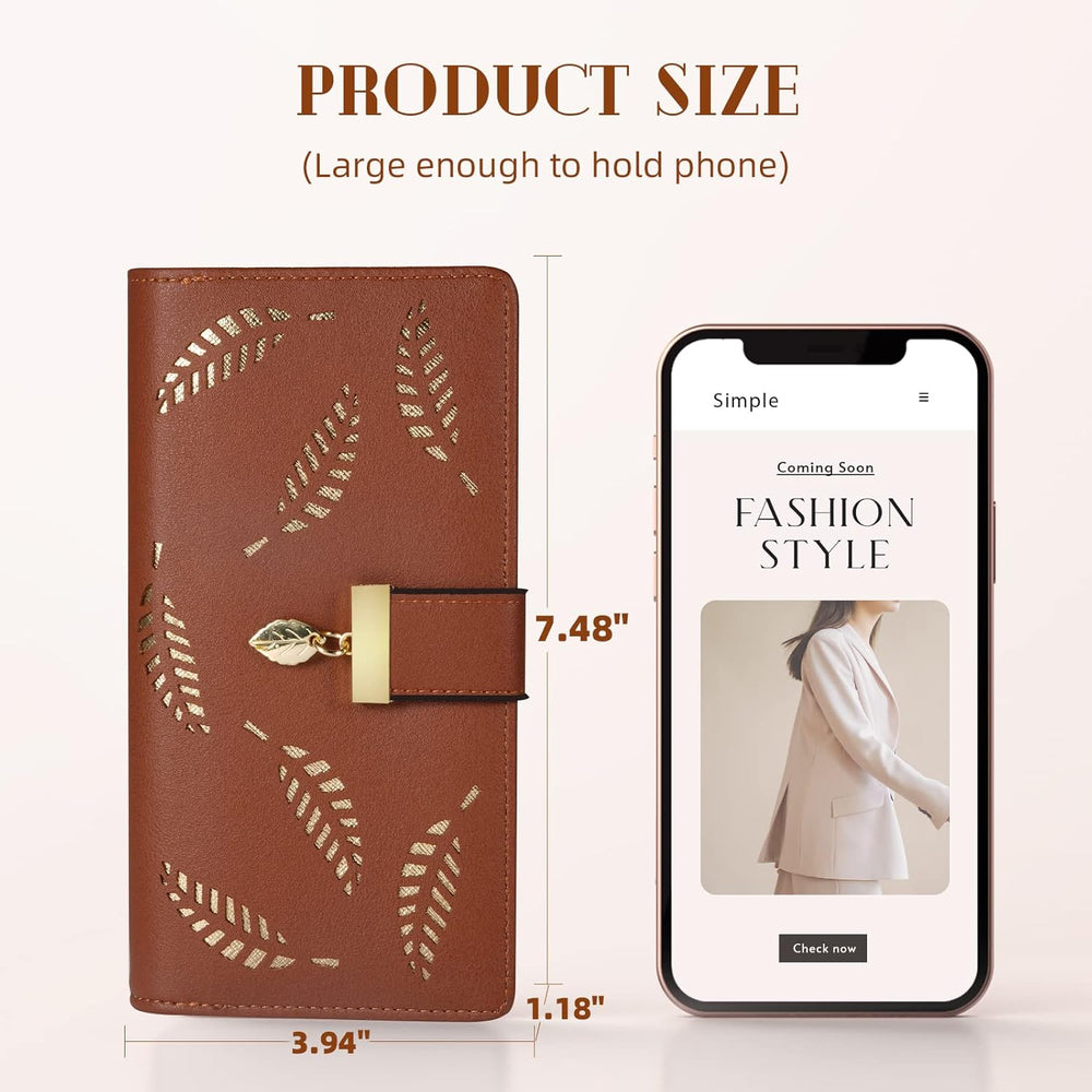 Leanne Long Leaf Leather Wallet - Stylish & Durable Women's Wallet with Multiple Card Slots