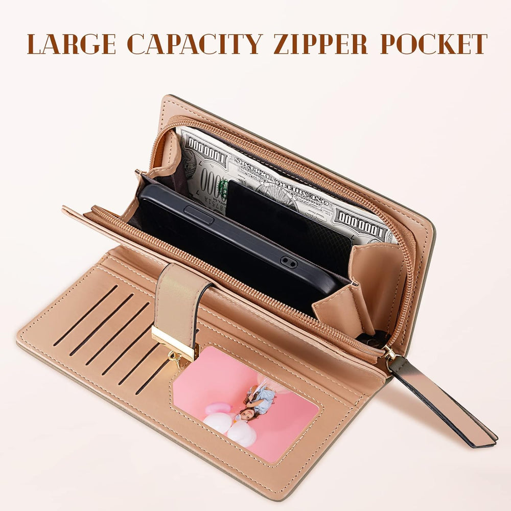 Leanne Long Leaf Leather Wallet - Stylish & Durable Women's Wallet with Multiple Card Slots