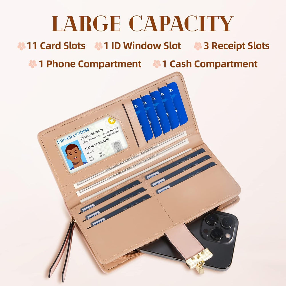 Leanne Long Leaf Leather Wallet - Stylish & Durable Women's Wallet with Multiple Card Slots
