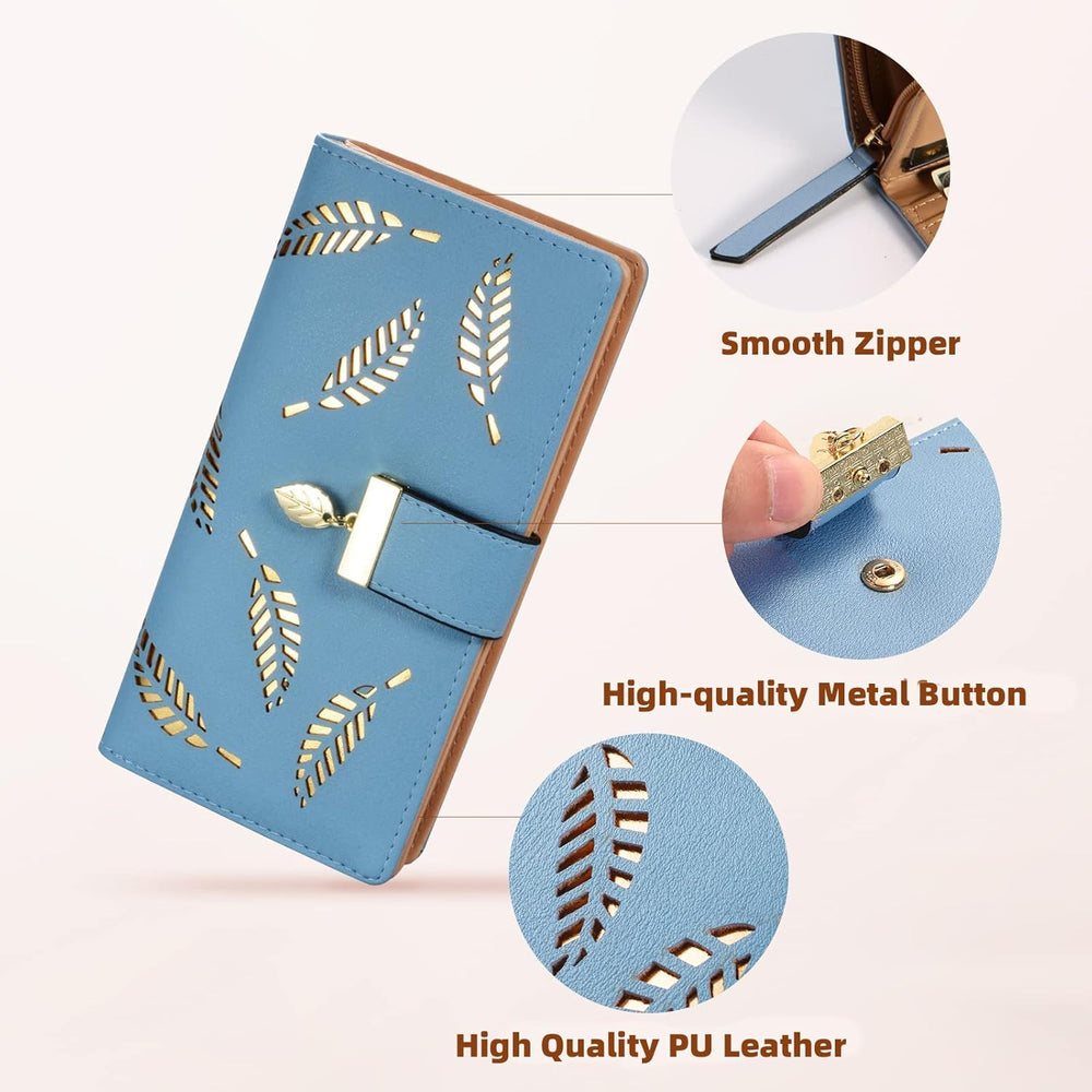 Leanne Long Leaf Leather Wallet - Stylish & Durable Women's Wallet with Multiple Card Slots