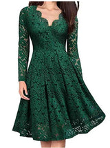 Elegant Long Sleeve Lace Dress with Slash Neck - Perfect for Special Occasions