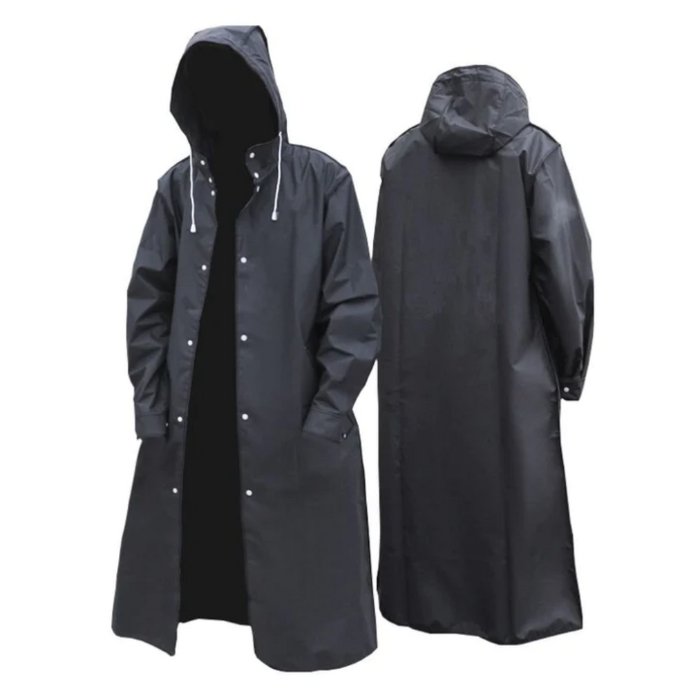 Long Waterproof Men's Rain Jacket with Hood - Titan