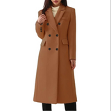 Long Wool Women's Coat with Double Collar - Elise