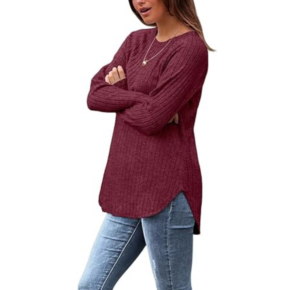 Barbara Loose Fit Crew Neck Sweater Tunic for Women - Cozy, Stylish, and Versatile Knitwear