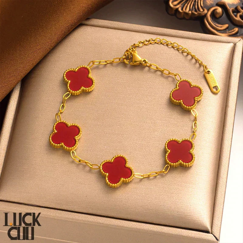 Charming Lucky Clover Bracelet - Elegant Green Enamel & Adjustable Design for Good Luck & Style