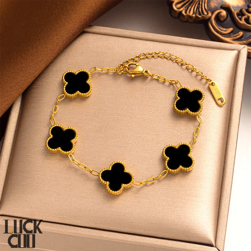 Charming Lucky Clover Bracelet - Elegant Green Enamel & Adjustable Design for Good Luck & Style