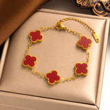 Charming Lucky Clover Bracelet - Elegant Green Enamel & Adjustable Design for Good Luck & Style