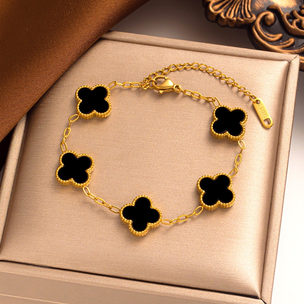 Charming Lucky Clover Bracelet - Elegant Green Enamel & Adjustable Design for Good Luck & Style