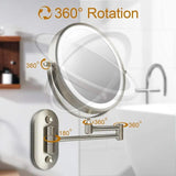 Luminex Rechargeable Chrome LED Magnifying Vanity Mirror - Dual-Sided, Adjustable Brightness, Perfect for Makeup & Skincare