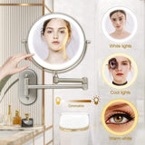 Luminex Rechargeable Chrome LED Magnifying Vanity Mirror - Dual-Sided, Adjustable Brightness, Perfect for Makeup & Skincare