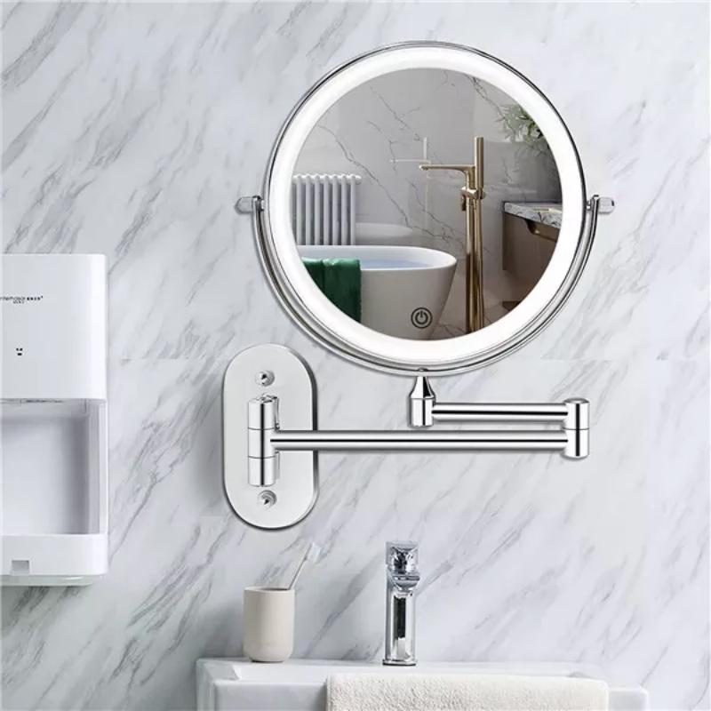 Luminex Rechargeable Chrome LED Magnifying Vanity Mirror - Dual-Sided, Adjustable Brightness, Perfect for Makeup & Skincare