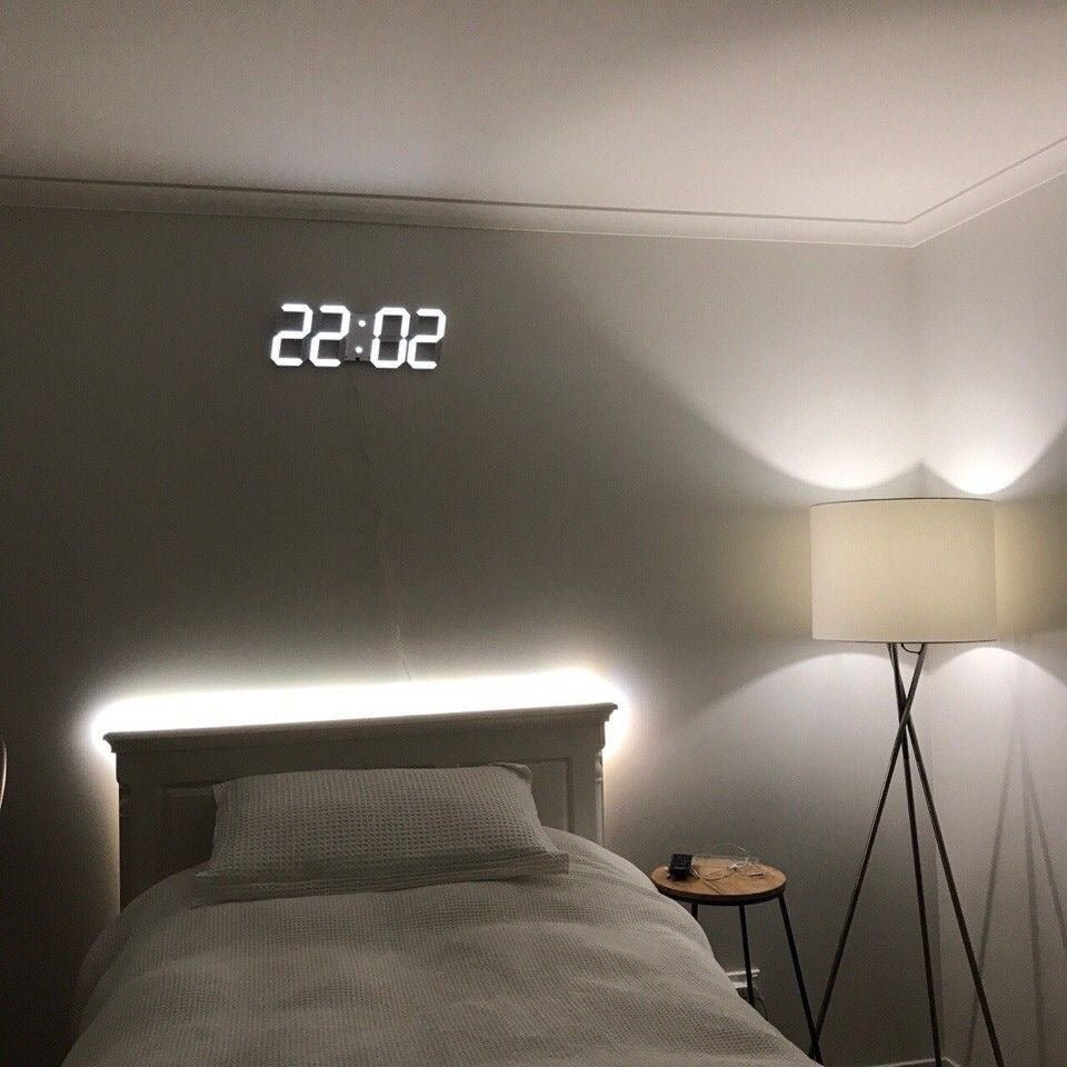 Modern 3D LED Digital Wall Clock - Dimmable Light Display for Home & Office Decor