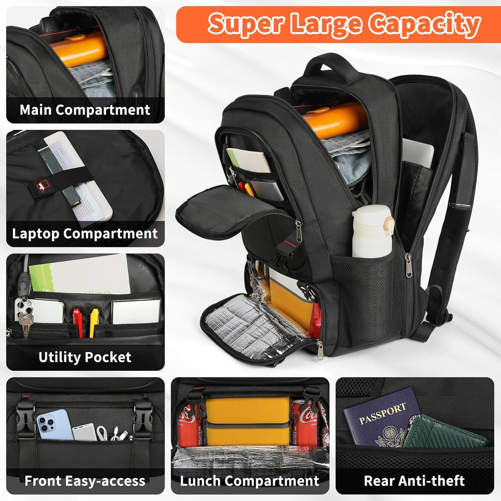 Extra-Large Lunch & Laptop Travel Backpack with USB Charging Port