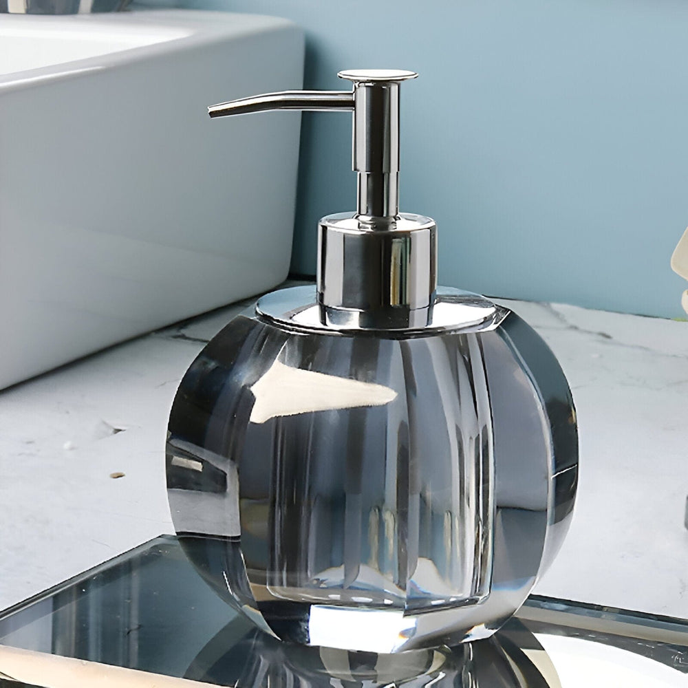 Elegant LustreEdge Crystal Glass Bath Accessory Set - Luxurious Bathroom Decor Upgrade