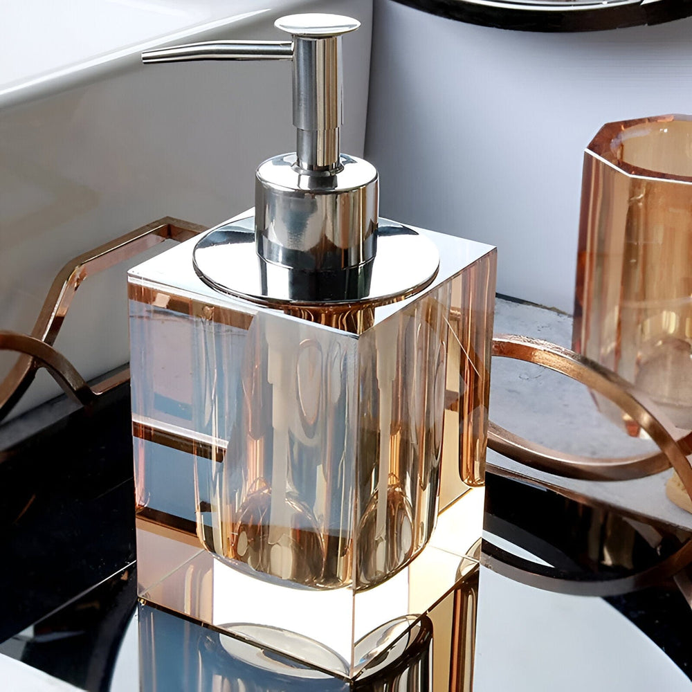 Elegant LustreEdge Crystal Glass Bath Accessory Set - Luxurious Bathroom Decor Upgrade