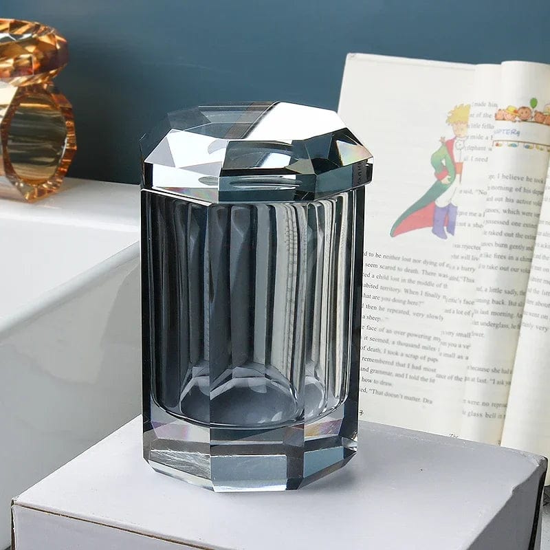 Elegant LustreEdge Crystal Glass Bath Accessory Set - Luxurious Bathroom Decor Upgrade