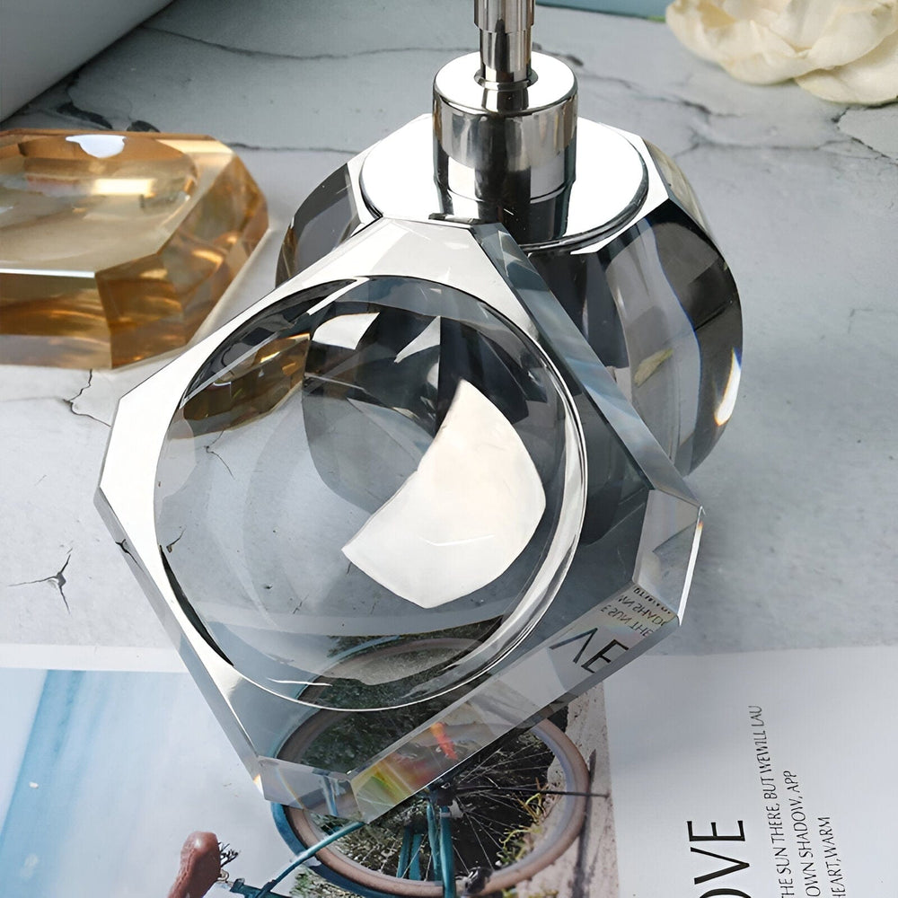 Elegant LustreEdge Crystal Glass Bath Accessory Set - Luxurious Bathroom Decor Upgrade