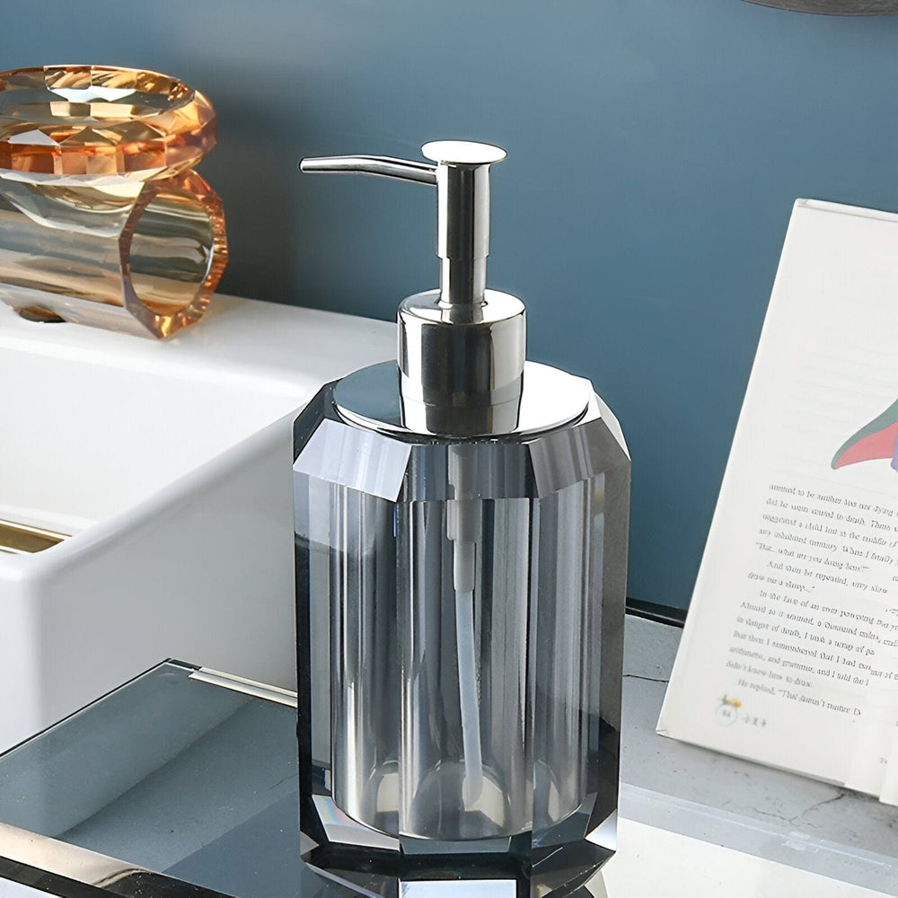 Elegant LustreEdge Crystal Glass Bath Accessory Set - Luxurious Bathroom Decor Upgrade