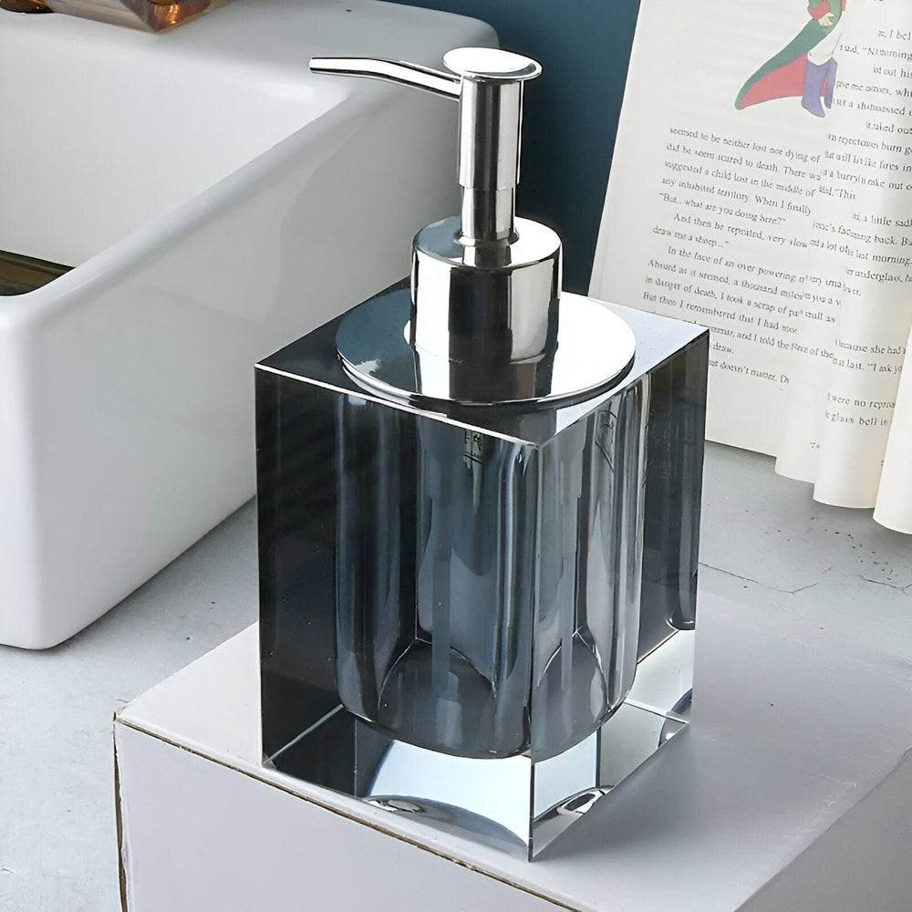 Elegant LustreEdge Crystal Glass Bath Accessory Set - Luxurious Bathroom Decor Upgrade
