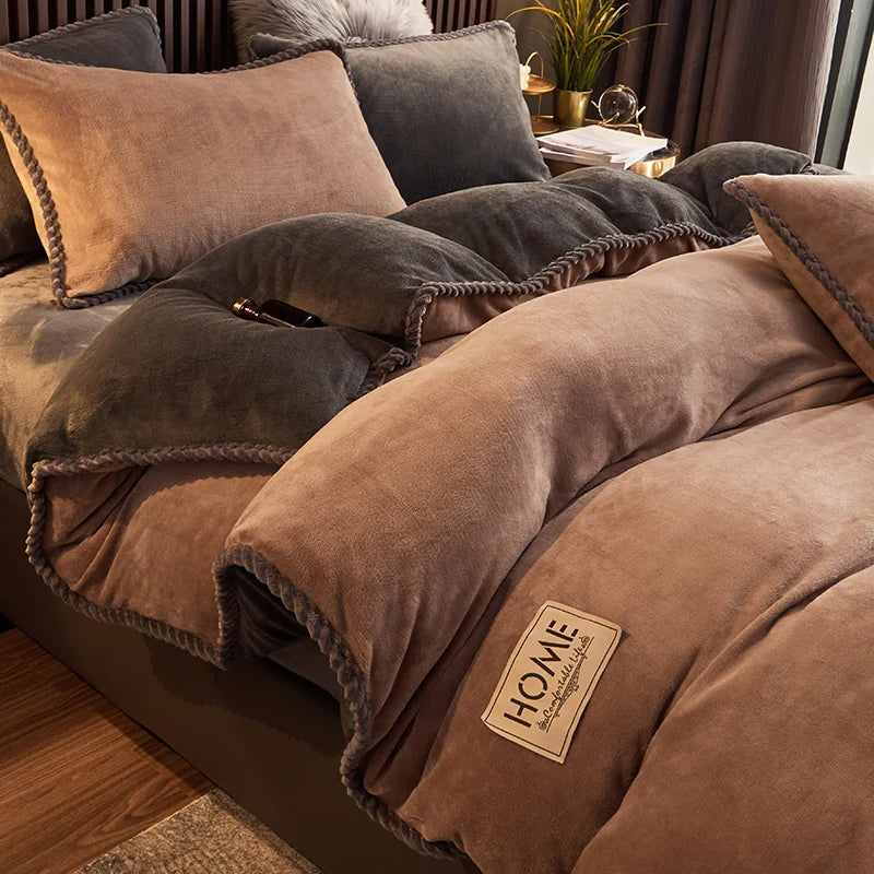 PlushHaven Luxurious Velvet Fleece Duvet Cover Set - Ultra-Soft, Cozy Bedding for Ultimate Comfort
