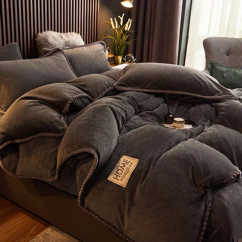 PlushHaven Luxurious Velvet Fleece Duvet Cover Set - Ultra-Soft, Cozy Bedding for Ultimate Comfort