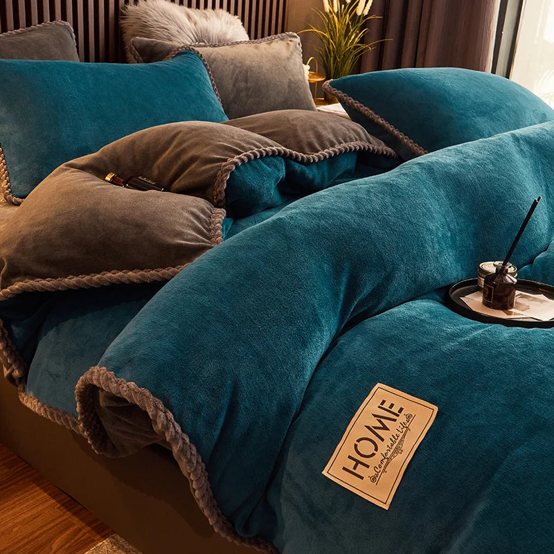 PlushHaven Luxurious Velvet Fleece Duvet Cover Set - Ultra-Soft, Cozy Bedding for Ultimate Comfort