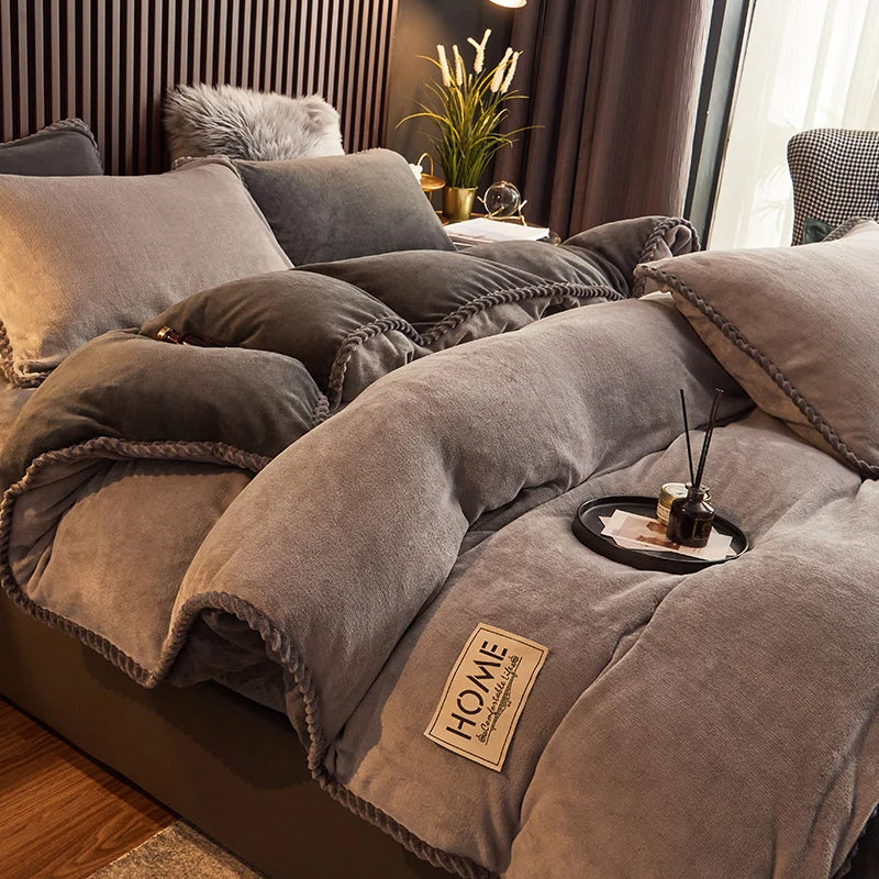 PlushHaven Luxurious Velvet Fleece Duvet Cover Set - Ultra-Soft, Cozy Bedding for Ultimate Comfort
