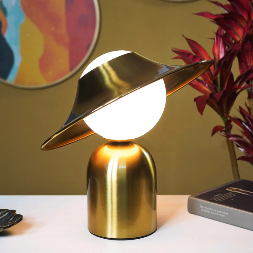 Enhanced Product Title: **GoldAura Luxury Metal Table Lamp - Elegant Gold Finish, Modern Design for Home & Office Decor**