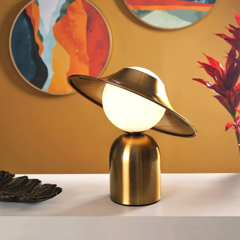 Enhanced Product Title: **GoldAura Luxury Metal Table Lamp - Elegant Gold Finish, Modern Design for Home & Office Decor**