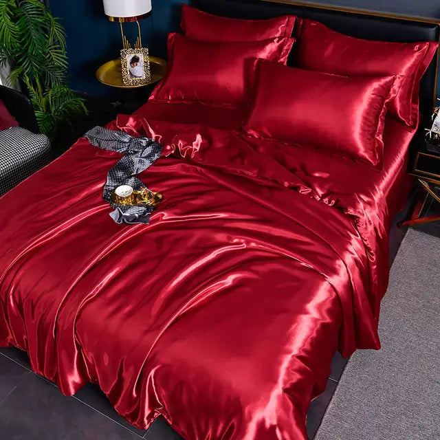 SilkSerenity Luxury Plain Satin Duvet Cover - Premium Softness & Elegant Design for a Cozy Bedroom