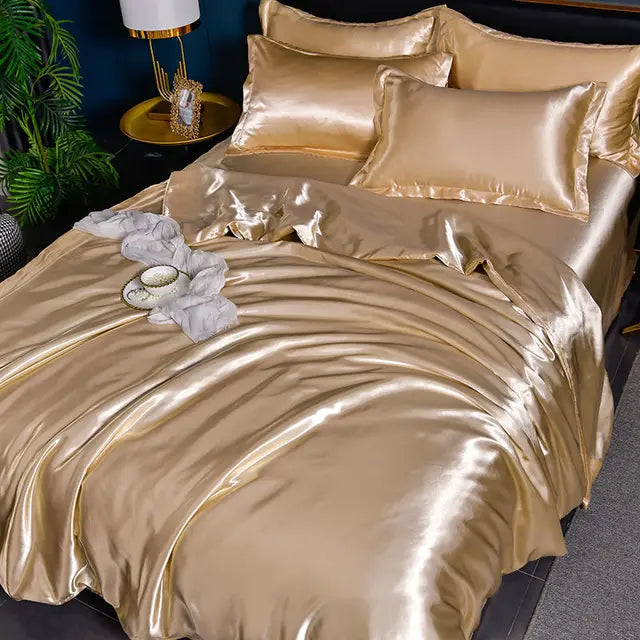 SilkSerenity Luxury Plain Satin Duvet Cover - Premium Softness & Elegant Design for a Cozy Bedroom