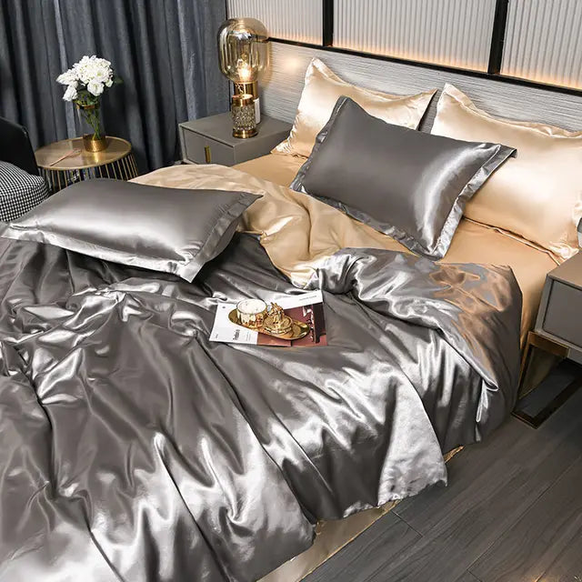 SilkSerenity Luxury Plain Satin Duvet Cover - Premium Softness & Elegant Design for a Cozy Bedroom
