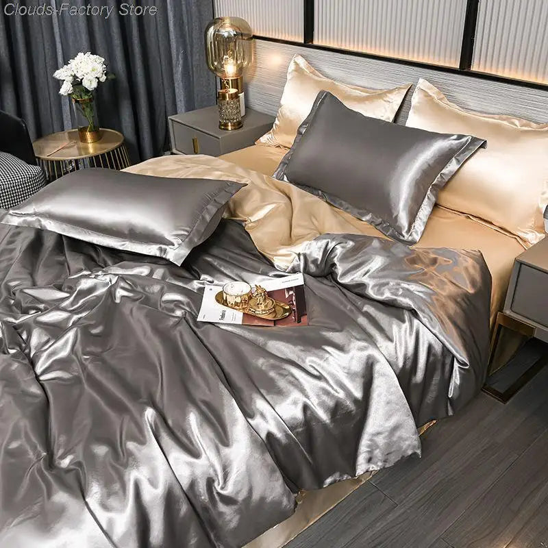 SilkSerenity Luxury Plain Satin Duvet Cover - Premium Softness & Elegant Design for a Cozy Bedroom