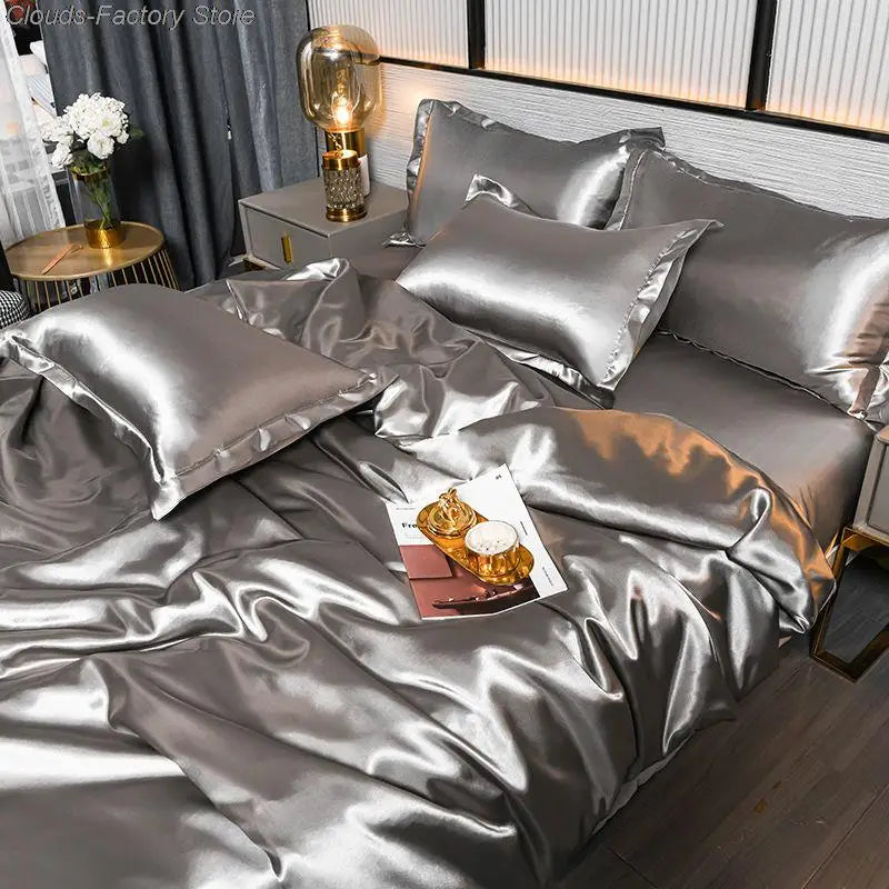 SilkSerenity Luxury Plain Satin Duvet Cover - Premium Softness & Elegant Design for a Cozy Bedroom
