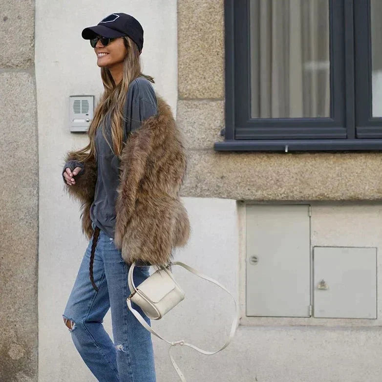 Luxury Plush Fur Coat for Women - Clarisse