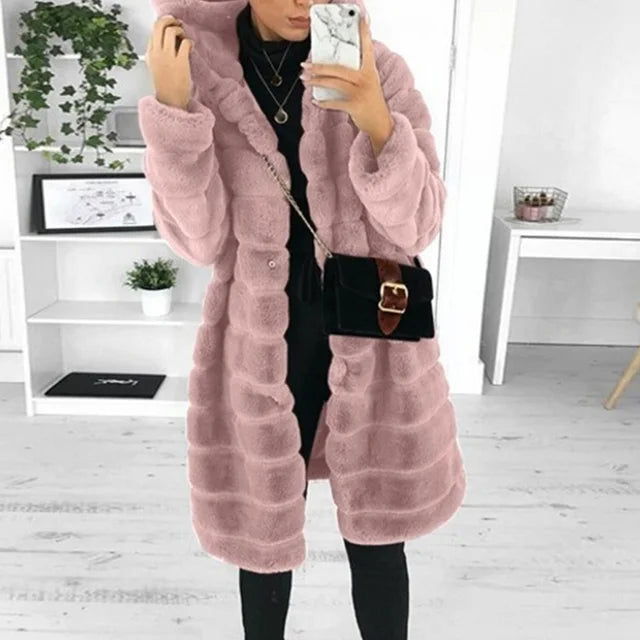 Luxury Quilted Winter Coat with Hood - Elega