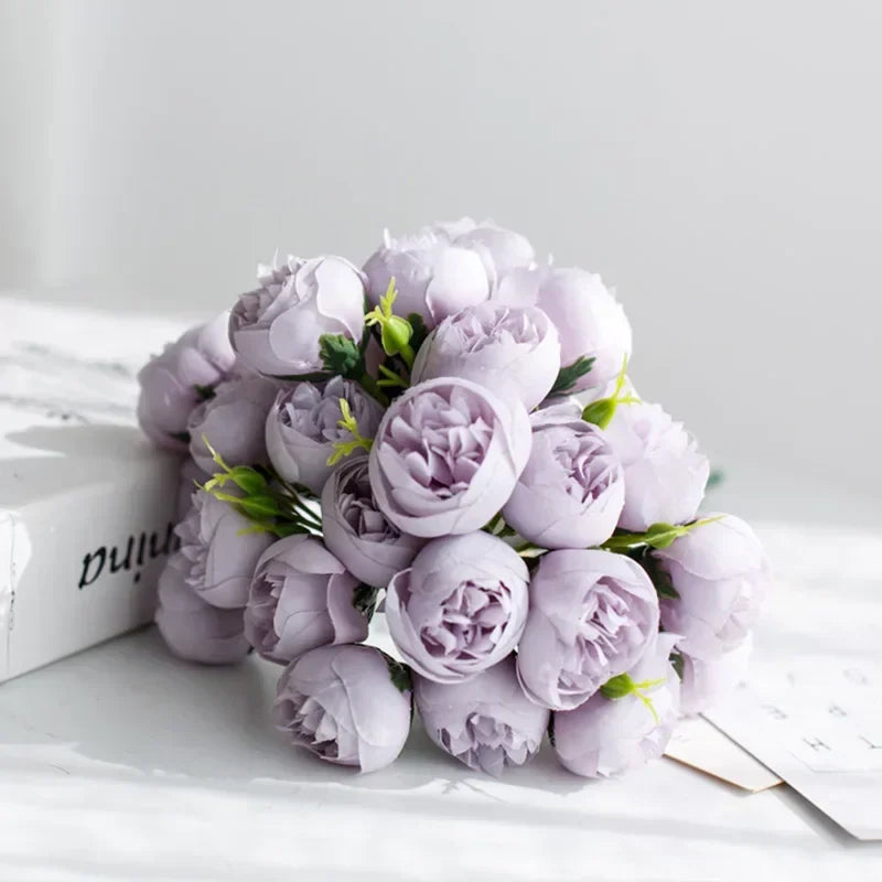 27 Realistic Silk Peony Blooms - Soft Romantic Shades for Elegant Floral Arrangements