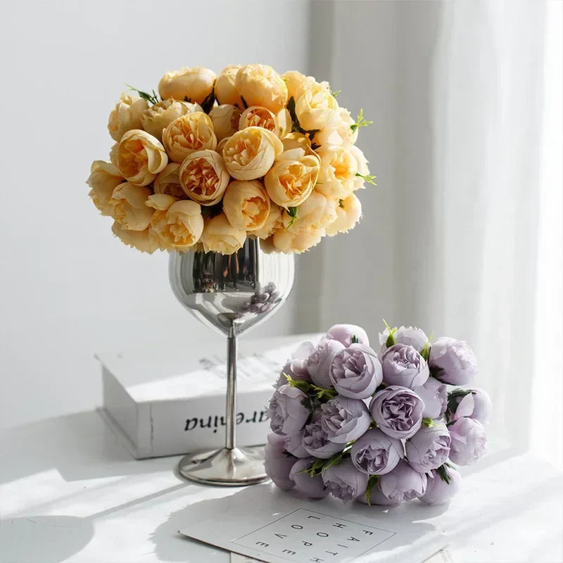 27 Realistic Silk Peony Blooms - Soft Romantic Shades for Elegant Floral Arrangements