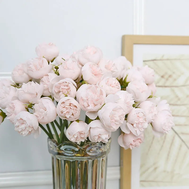 27 Realistic Silk Peony Blooms - Soft Romantic Shades for Elegant Floral Arrangements